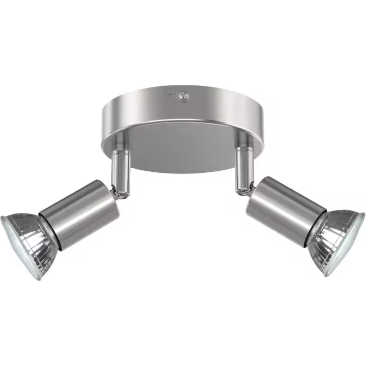 Lámpara de techo LED giratoria, foco de techo LED de placa redonda de 2 vías, ø110 mm (incluye 2 bombillas LED GU10 de 4 W, 400 LM, blanco cálido) LED CE - 1