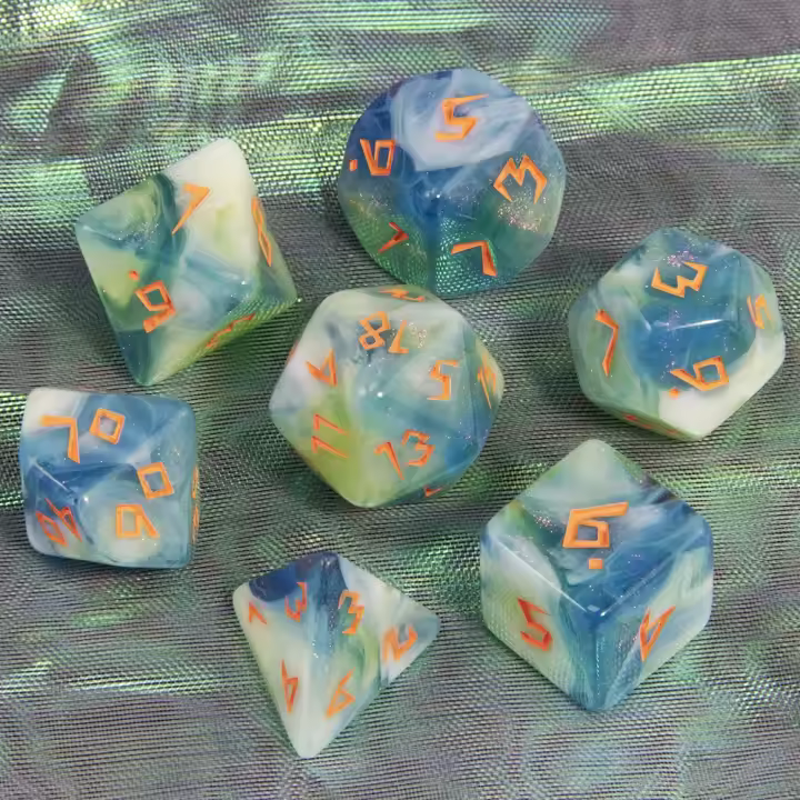 Juego De Dados Poliedros DND 7 Piezas Acrílico Colores Mezclados Y Brillo Juegos De Mesa RPG Souvenir Entretenimiento - 1