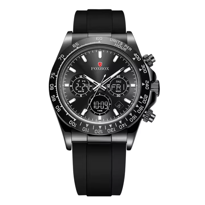 Reloj De Pulsera LIGE Top Brand Luxury FOXBOX Para Hombre Con Calendario Fecha Doble Mostrador Digital Luz Resistente Al Choque Reloj De Mano Luminoso Resistente Al Agua - 1