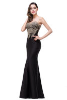 Vestido De Noche Elegante De Sirena Para Mujer Azul Rojo Con Aplicaciones Doradas Lace Sweetheart Illusion Vestido De Boda Fiesta Prom Robe De Soiree - details 25