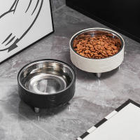 Tazón De Agua Con Ondas Para Mascotas Acero Inoxidable Estilo Moderno Y Sencillo Tazón De Comida Y Agua Para Gatos Interiores Forma Redonda - details 0