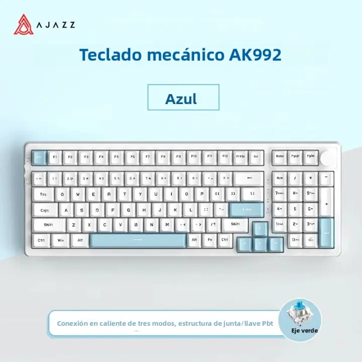 Teclado Mecánico AJAZZ AK992 Gaming RGB 100 Teclas Intercambio Caliente 5.0 Bluetooth Inalámbrico 2.4G USB Para PC Gamer Escritorio - 1