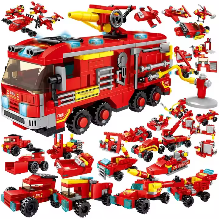 Bloques De Construcción ToylinX Estación De Bomberos Para Niños Camión Y Helicóptero De Incendio Juguetes Educativos Para Niños - 1