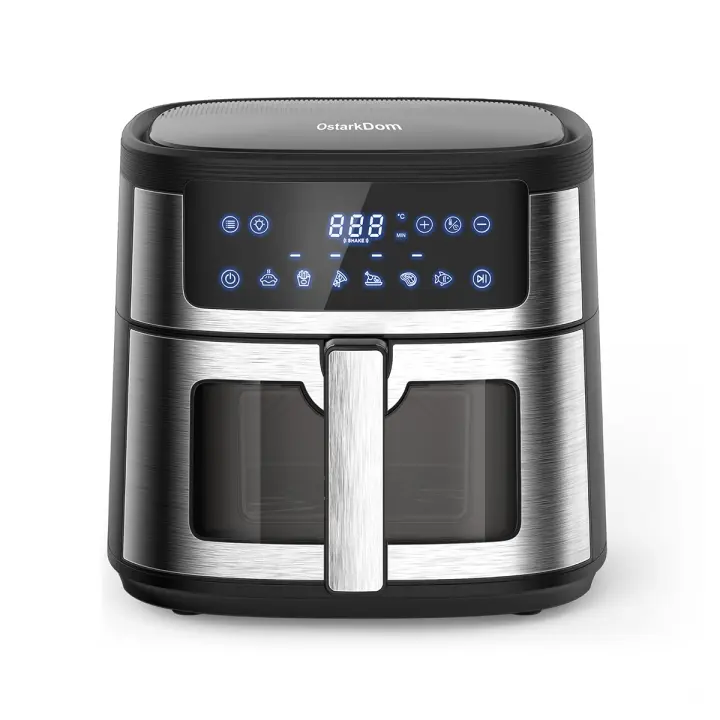 OstarkDom Freidora sin Aceite freidora de aire pantalla táctil Nuevo modelo ARANZO 6L Ventanas  Vistas 6 preajustes de cocción Regulable hasta 200 ° C, Temporizador 60 minutos Apagado automático, 1500W tdt - 1