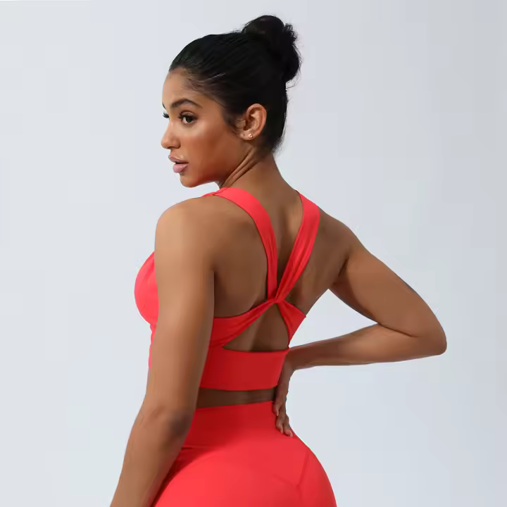 Sudadera De Yoga Para Mujer Soporte Alto Top De Cintura Alta Deporte Fitness Correr En La Pista Crocante Trasero Cruzado Ropa Deportiva Transpirable Y Elástica - 1
