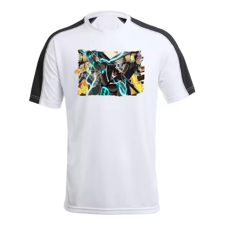 MERCHANDMANIA CAMISETA técnica franja mangas NEGRA kaiijuu num 8 personajes anime fanart shonen tshirt - 1
