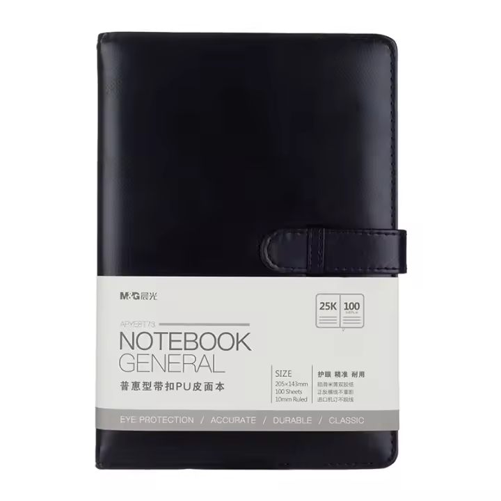 Cuaderno De Negocios Organizador M&G A5/25K Con Cierre De Correa Negro 100 Hojas Cuaderno De Oficina Para Negocios - 1