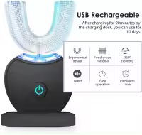 Cepillo de dientes ultrasónico automático,Cepillo De Dientes En Forma De U，Cepillos de dientes ultrasónicos de 360 ​​° Cepillo de dientes eléctrico y Kit de blanqueamiento dental，para Cargar IPX7 a Prueba de Agua - details 5
