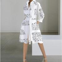Vestido Casual De Mujer Para Otoño Con Cuello En V Y Mangas Largas Diseño Sencillo Y Colorido A-Line Con Botones En La Cintura Vestido De Oficina Para Edad Media - details 2