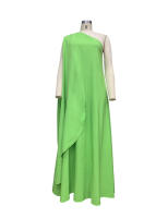 BAMBOOBOY Vestido Largo Bohemio Elegante Para Mujer Hombro Solo Sin Mangas De Seda Suave Estilo Solidario A-Line Sundress - details 7
