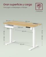 Escritorio eléctrico ajustable en altura, 60x120 cm, ajuste continuo, con 4 memorias de altura, toma de enchufe, usb integrado, disponible en blanco, marrón rústico y roble - details 19