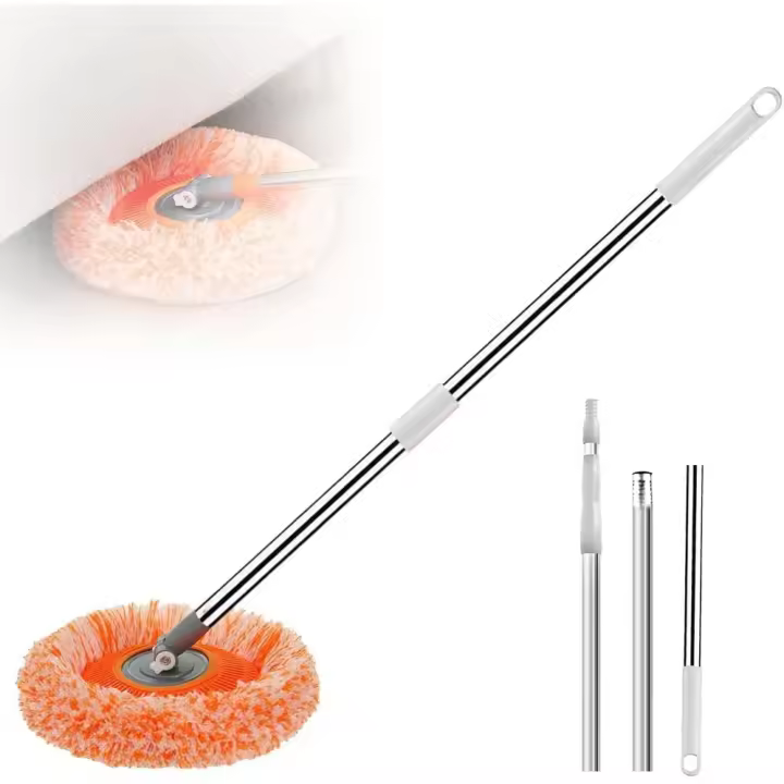 Trapeador de limpieza ajustable y giratorio de 360°, 2025 trapeadores de pared mejorados con mango largo, limpiador de pared extensible para pisos, ventanas, techos y zócalos (naranja, 1 cabezal) - 1
