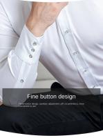 Camisa De Hombre De Alta Gama Con Botones De Cristal Cuello Alto Manga Larga Elástica Para Negocios Y Ocasiones Casual - details 5