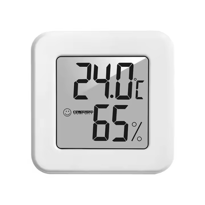 Mini Medidor De Temperatura Y Humedad Electrónico Blanco Con Pantalla De Rostro Sonriente Para Coche Y Refrigerador - 1
