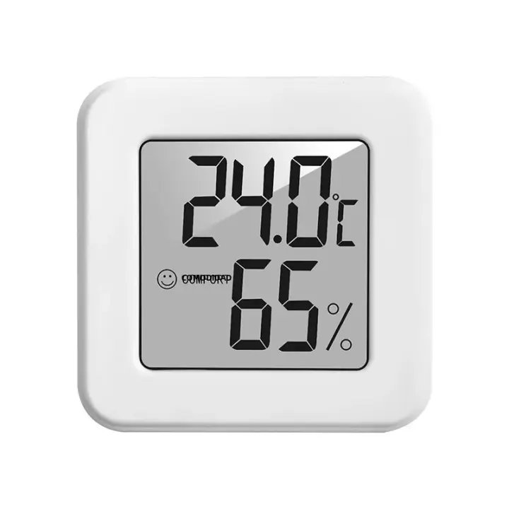 Mini Medidor De Temperatura Y Humedad Electrónico Blanco Con Pantalla De Rostro Sonriente Para Coche Y Refrigerador - 1