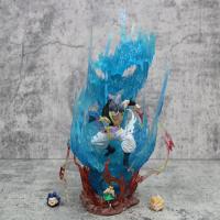 Figura De Acción Dragon Ball 28CM Ls Gogeta Kubei Fusión Super Saiyan Tres Cabezas Escultura Luminosa Modelo Estatua Adorno Regalo - details 7