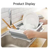 Estante De Secado Plegable Para Cocina Con Almacenamiento Y Drenaje En Plástico Resistente a La Perdida De Agua Para Platos Tazas Y Vajilla Relleno Lavable Para El Hogar - details 4