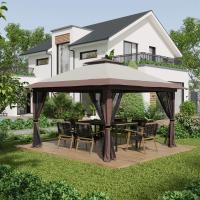Cenador plegable 4x4m para jardín | Ajuste de Altura en 3 nivel | Techo con Protección UV50 + & Cortinas de Malla Anti-Mosquitos | Diseño Doble Toldo Beige Clásico | Ideal para Fiestas, eventos y reuniones en Aire Libre - details 0