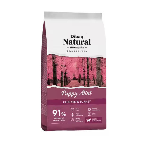 Dibaq Natural Dog, puppy mini, pollo y pavo, comida para perros, pienso, 3 Kg - 1