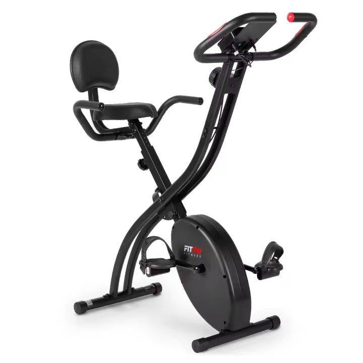 FITFIU Fitness BEST-220 - Bicicleta Estática Plegable con Respaldo y Sillín Regulable, 8 Niveles de Resistencia, Pulsómetro, Pantalla LCD, Soporte para Móvil/ Tablet, Para Cardio Training en el Hogar - 1