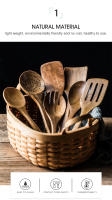 Juego de 9 cucharas de madera de piezas, utensilios de cocina de madera con soporte - details 2