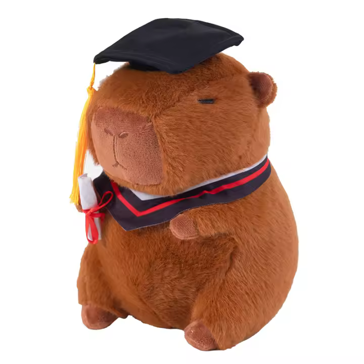 Muñeco De Peluche Capybara Con Disfraz De Graduado Regalo Commemorative Para Estudiantes Con Sombrero Doctoral Juguete De Algodón PP - 1