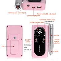 -Torno para Uñas Recargable 45000RPM Profesional, Lima de Uñas Eléctricas Portátil USB e Torno de Uñas de Gel Acrílico, Set Eléctrico de Manicura y Pedicura para Salón y Uso en Casa - details 2