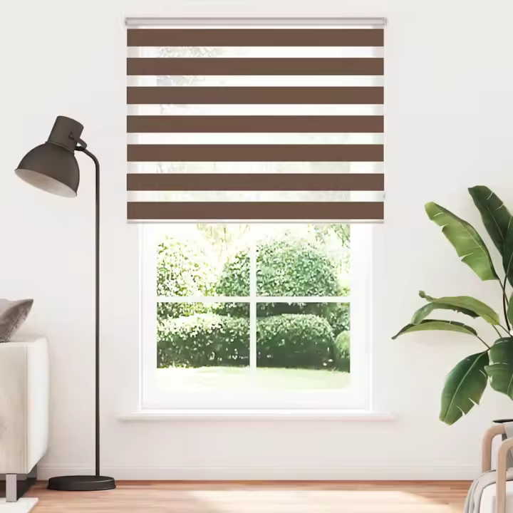 Estor cebra marrón 140x230 cm tejido ancho 135,9 cm poliéster - 1