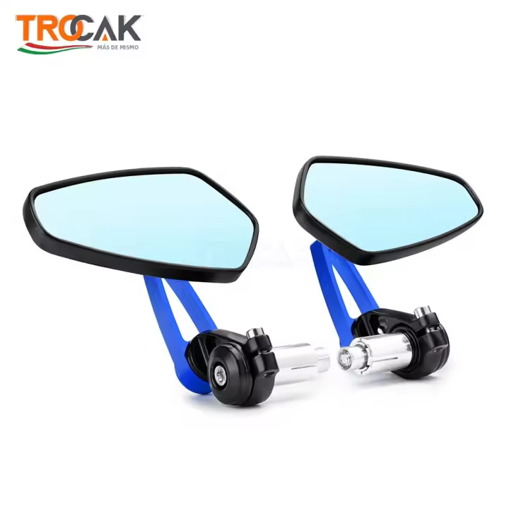 Espejo Retrovisor Para Motocicleta Universal 7/8 Pulgadas Manija De Manillar Vidrio Azul Espejo Lateral De Retrovisores - 1