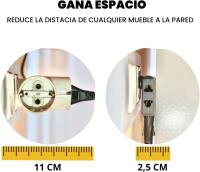 Pack 2 Ladron Enchufe Plano de 3 Tomas Diseño Fino: Ideal para Espacios reducidos Cabezal Giratorio 180º Adaptador Americano y Europeo Sello CE 250 V Toma Tierra 10A () - details 2