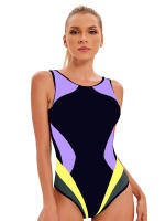 Nueva Deportiva 2024 Monokini De Dos Piezas Para Mujer Talla Grande Colorido Patchwork Traje De Baño Profesional Para Natación Y Surf 3XL - details 11