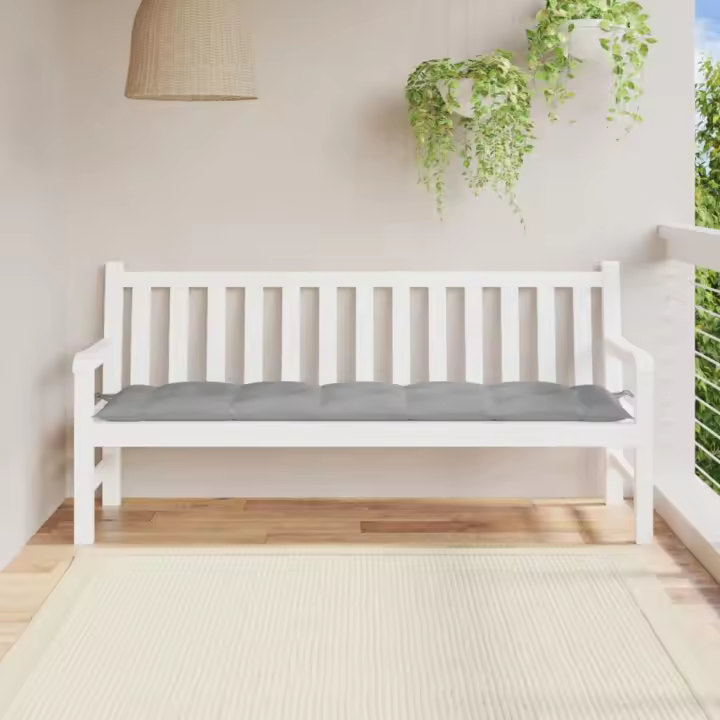 vidaXL Cojín de banco de jardín tela Oxford gris 180x50x7 cm - 1