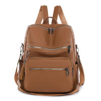 Mochila de PU retro europea y americana, mochila informal de gran capacidad para mujer - details 1