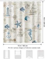 Cortina de Ducha Náutico Ancla Faro Velero Cortinas de Baño de Poliéster Impermeable Antimoho Lavable Cortina Ducha 180 x 200 cm con 12 Ganchos - details 6