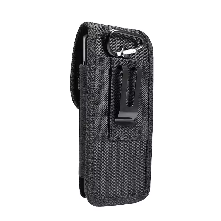 Funda Cinturon Vertical para Tecno Mobile Camon CM (2018) en Nylon con Clip Metálico y Tarjetero - Negra - 1