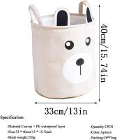 Cesto para la Ropa Plegable Impermeable, Lino Bolsas Almacenamiento para Colada Tela Cestos Juguete Ropa Sucia Redondo Organizador, Cestos de Lavandería con Asas y Cordón - details 3