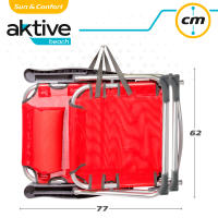 Aktive - Pack de 2 sillas plegables altas con cojín para playa, jardín, terraza o camping, medidas 48x60x90 cm, resistente, reposabrazos ergonómicos, incluye asa de transporte - details 6