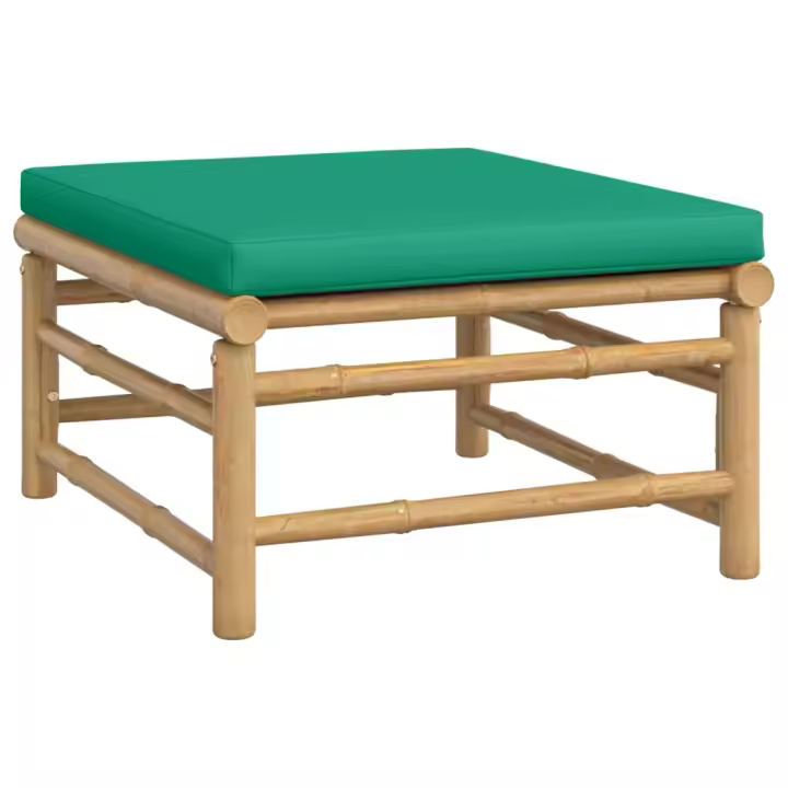 vidaXL Reposapiés de jardín bambú con cojín Gris claro, Taupé, Verde Conjunto Terraza Muebles Jardín Exterior Juego de Muebles de jardín Mueble Jardín Exterior Muebles de Salon Exterior - 1