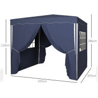 Cenador plegable de 3x3 metros with Paredes laterales y Ventanas, with Protección UV, Cenador para Fiesta en El Jardín, incluye Bolsa de Transporte, Azul - details 4