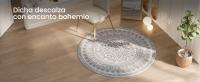 SONGMICS HOME Alfombra, Diámetro de 160 cm, Alfombra Redonda Antideslizante, Decoración del Hogar, para Salón, Dormitorio, Lavable a Máquina, Estilo Boho, Gris Paloma - details 0