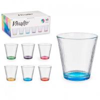 MAXHOME-Pack de 6 Vasos de Cristal con Base Coloreada, 285 ml, Aprox ø9,29x9,29cm, Ideal para Agua, Refrescos, Cerveza - details 2