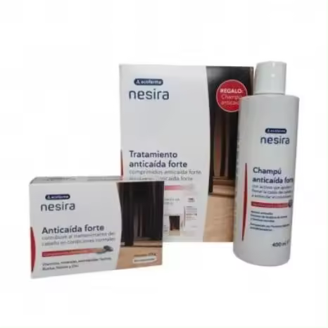 Acofarma Nesira Pack Tratamiento Anticaída Forte 60 Comp + Champú 400 ml - 1