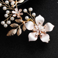 Clip De Pelo De Novia Con Cristales Y Perlas Florales Accesorios De Cabello De Moda Para Mujer Barretta De Boda Joyería De Cabello Para Damas De Honor - details 7
