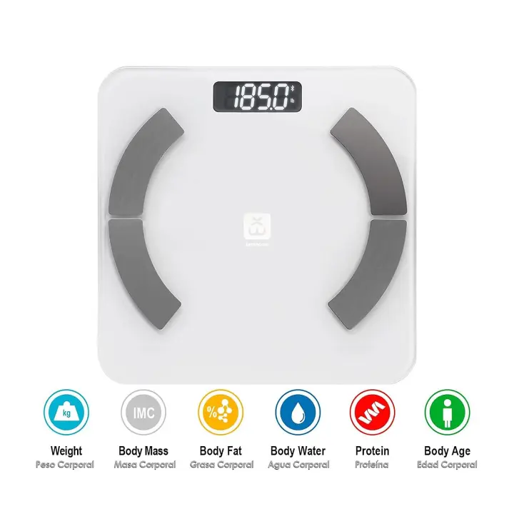 CAMP Báscula Digital Inteligente para Baño con Bluetooth, Analizador de Grasa Corporal y BMI, Control por APP, 17 Mediciones Corporales - 1