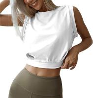 Camiseta De Algodón Para Mujer Top De Yoga Sin Mangas Cómodo Para Gimnasio Running Fitness Casual T-Shirt Amplia - details 5