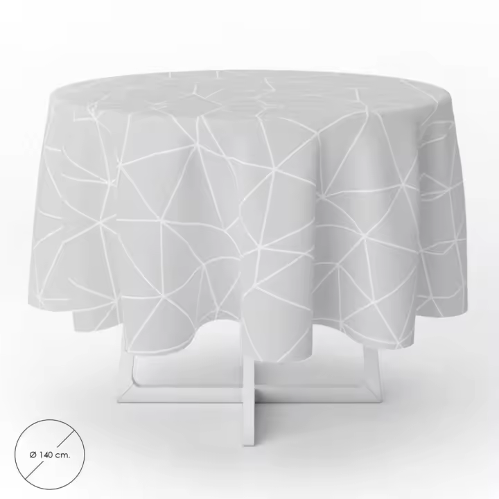 Mantel Hule Geometrico Gris Impermeable Antimanchas PVC Ø 140 cm. Uso Interior y Exterior - 1