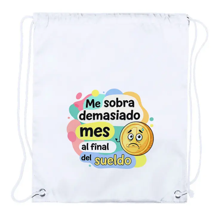 2 Mochilas de cuerdas frase graciosa final de mes dinero pobre chiste playa piscina picnic excursion - 1