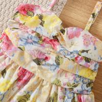 Vestido De Verano Para Niñas Romántico Sin Mangas En Algodón Con Floral Vestido De Bebé Para Regalo En Talla A-Line Longitud De Rodilla - details 4