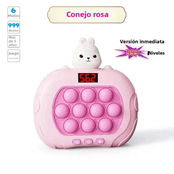 Juguete Electrónico De Nivel 999 Pop Quick Push Bubbles Máquina De Juegos Portátil Para Niños Alivio De Presión Al Comprimir Juguete Regalo - 1