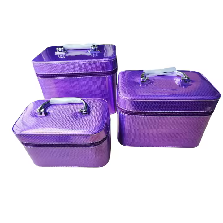 Triple Neceser Maquillaje con espejo Portátil mujer Organizador bolsa de maquillaje para cosmeticos de gran capacidad - 1